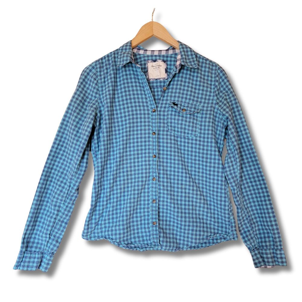 Abercrombie & Fitch Women's L Plaid Button Down 100% Cotton Shirt